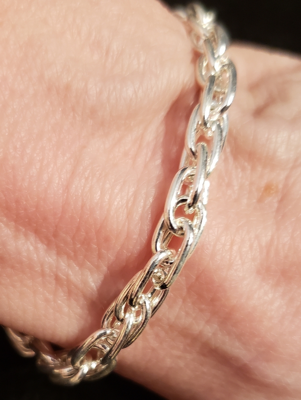 Sterling Silver Chain Link Bracelet Byzantine Style, Chunky, Double-link, NWOT.